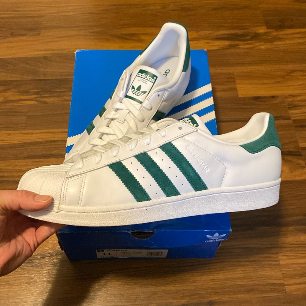 Brand New! Adidas Superstar 'White Collegiate Green'  Mens
